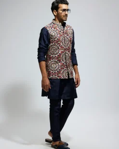Blue Silk Embroidered Bandi Set