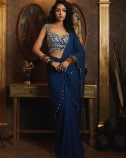 Blue Skirt Sari Set