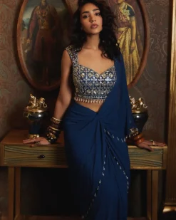 Blue Skirt Sari Set
