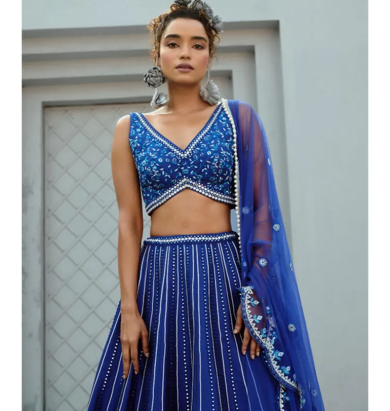 Blue Sunflower Skirt Set