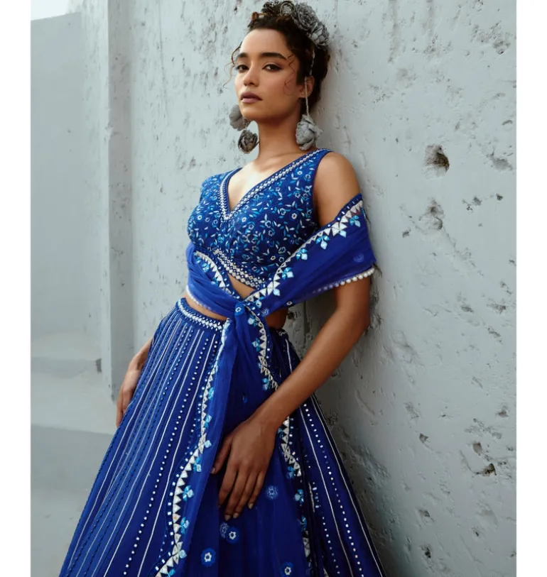Blue Sunflower Skirt Set