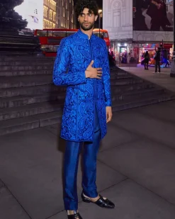 Blue Thread Work Sherwani Set