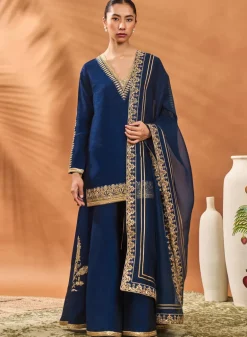 Blue Trikone Sharara Set