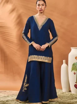 Blue Trikone Sharara Set