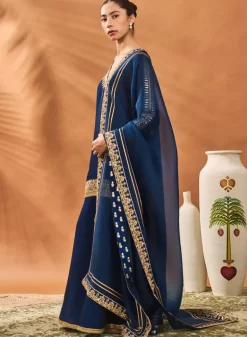Blue Trikone Sharara Set