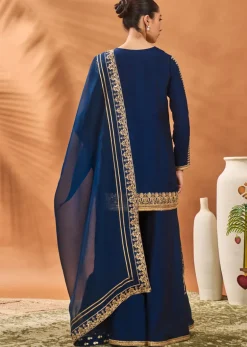 Blue Trikone Sharara Set