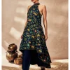 Blue Tropical Rhapsody Halter Neck Tunic Set