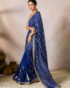 Blue Whispering Lily Crush Sari Set