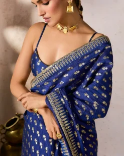 Blue Whispering Lily Crush Sari Set