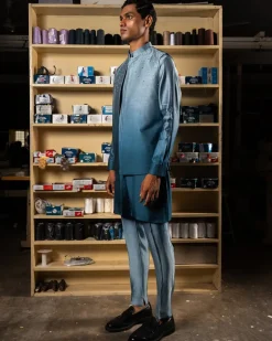 Blue Yaara Open Bandi With Matching Kurta Pajama Set