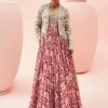 Blush Abstract Floral Anarkali With Short Jacket