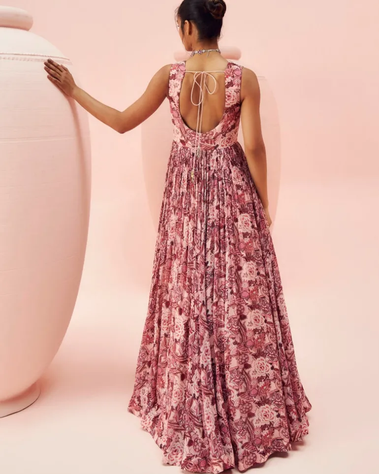 Blush Abstract Floral Anarkali