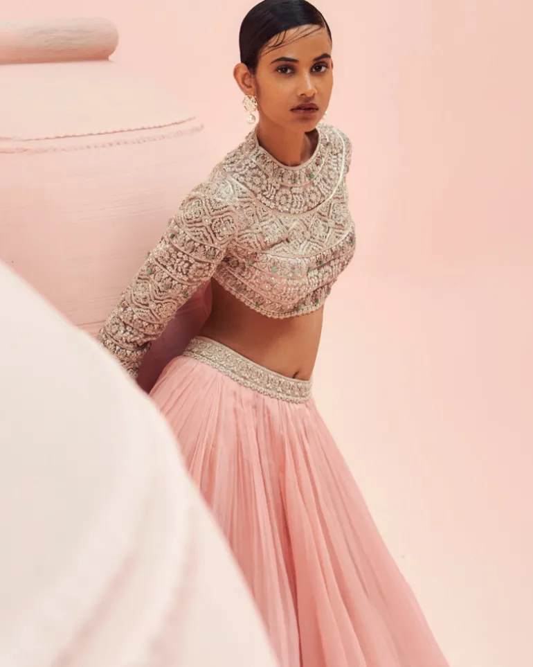 Blush Geometric Lehenga Set