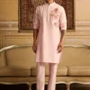 Blush Pink Big Floral Embroidered Kurta With Blush Pink Pants