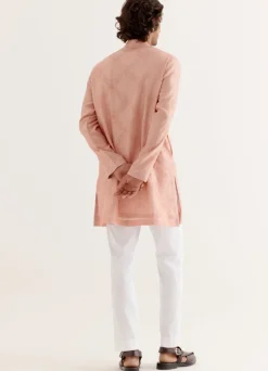Blush Pink Block Printed Dori Embroidered Kurta Set