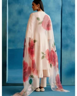 Blush Pink Cotton Silk Blend Hand-Painted Anarkali Set