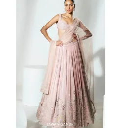 Blush Pink Cutwork Lehenga Set
