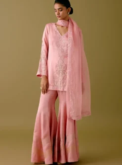 Blush Pink Dori Embroidered Gharara Set