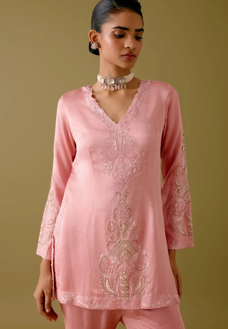Blush Pink Dori Embroidered Gharara Set