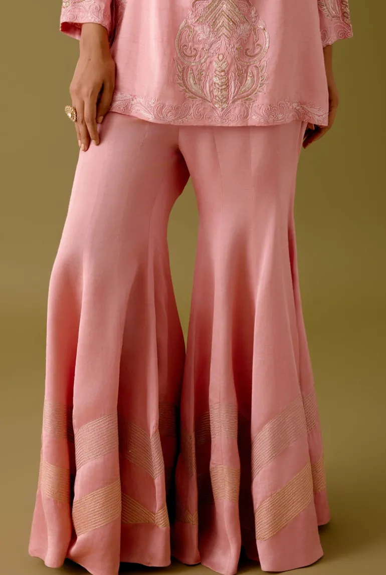 Blush Pink Dori Embroidered Gharara Set