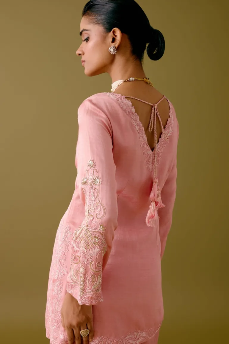 Blush Pink Dori Embroidered Gharara Set