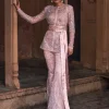 Blush Pink Embroidered Jacket Set