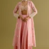 Blush Pink Embroidered Sharara And Jacket Set