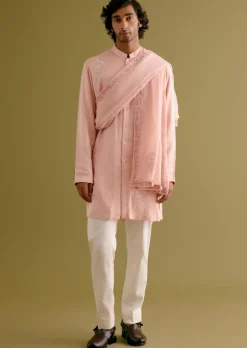 Blush Pink Front-Open Dori Embroidered Kurta Set