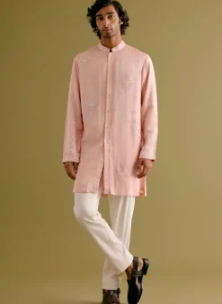 Blush Pink Front-Open Dori Embroidered Kurta Set