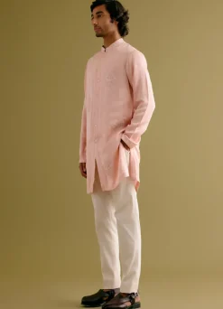 Blush Pink Front-Open Dori Embroidered Kurta Set