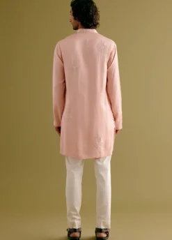 Blush Pink Front-Open Dori Embroidered Kurta Set