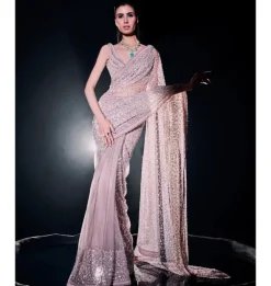 Blush Pink Sequins Cutdana Sari Set