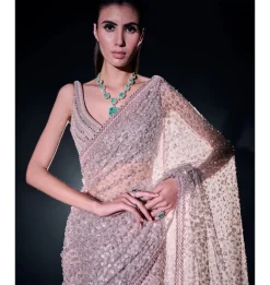 Blush Pink Sequins Cutdana Sari Set