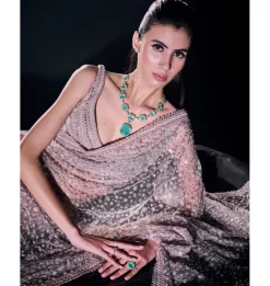 Blush Pink Sequins Cutdana Sari Set