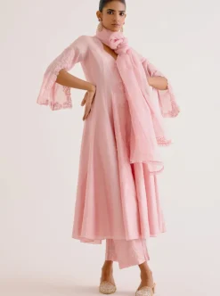 Blush Pink Silk Chanderi Dori Embroidered Anarkali Set