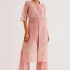 Blush Pink Silk Organza Embroidered Kurta Set