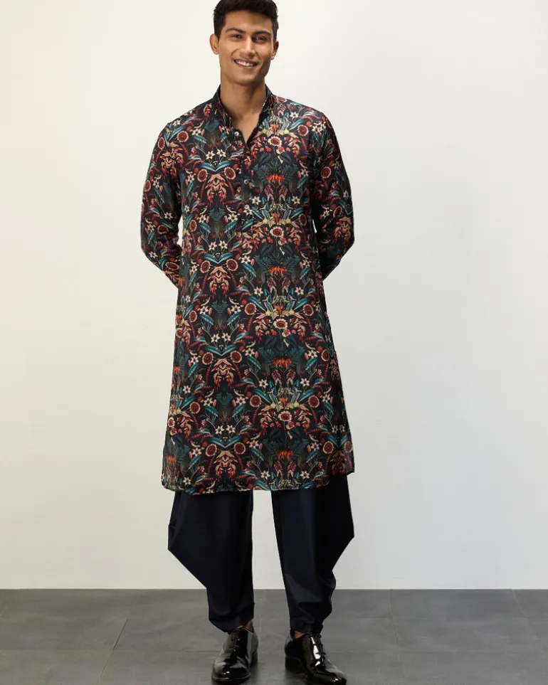 Botanical Blue Printed Kurta Set
