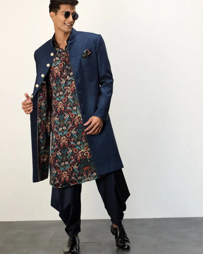 Botanical Blue Printed Kurta Set