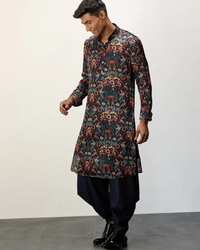 Botanical Blue Printed Kurta Set