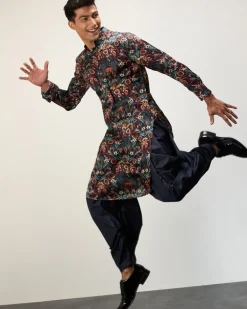 Botanical Blue Printed Kurta Set