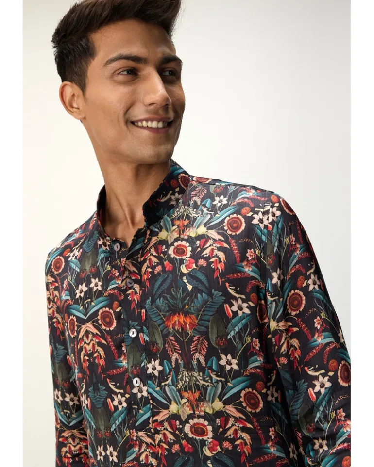 Botanical Blue Printed Kurta Set