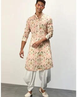 Botanical Peach Printed Kurta Set