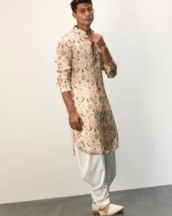 Botanical Peach Printed Kurta Set