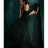 Bottle Green Cutdana Sequins Lehenga Set