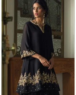 Box Pleat Kurta With Mukaish Lehenga