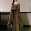 Brown Organdy Anarkali