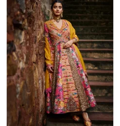 Brown Shimi Shimi Akashtara Kalidar Kurta Set