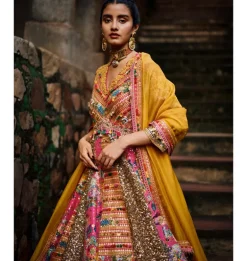 Brown Shimi Shimi Akashtara Kalidar Kurta Set