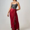 Burgundy Hand Embroidered Bustier Dress