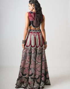 Burgundy Hand Embroidered Skirt Set